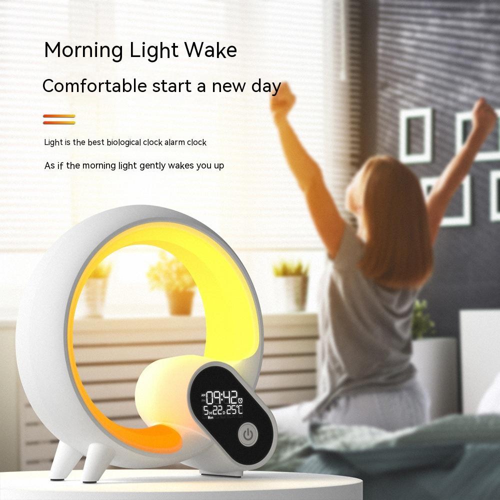 Creative Q Light Sunrise Alarm Clock - Bluetooth Speaker with Atmosphere Light