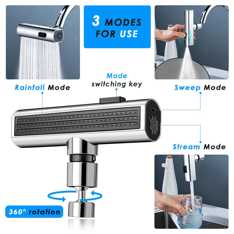 360° Rotating Multifunctional Kitchen Faucet Waterfall Nozzle